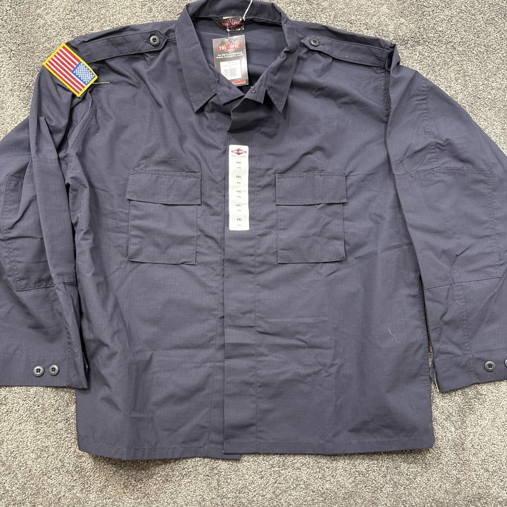 Mens 3XLT TRU-SPEC Mens Shirt Button front Long Sleeve Tac 36706 Navy Rip Stop